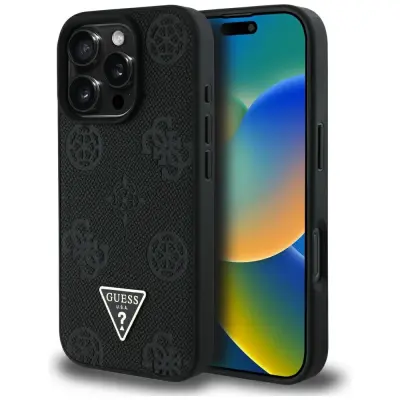 OVITEK GUESS ZA IPHONE 16 PRO Z MAGNETOM ZA MAGSAFE IN LOGOTIPOM TRIKOTNIKA