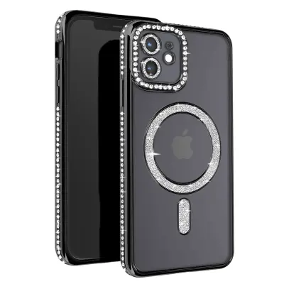 Diamond Case za iPhone 12 Zaščita MagSafe Contour Strass, Črna