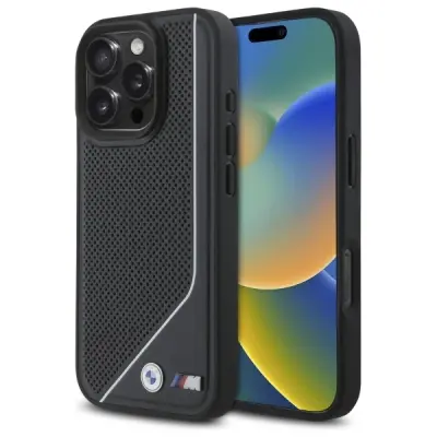 BMW BMHMP16L23PUCPK IPHONE 16 PRO6.3 CZARNY/BLACK HARDCASE M PERFORATED TWISTED LINE MAGSAFE