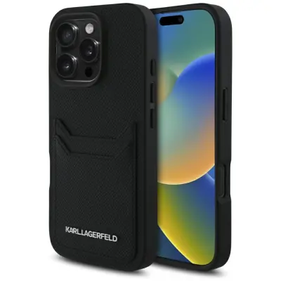 KARL LAGERFELD OVITEK HC GRAINED PU CARDSLOT METAL ELONG ZA IPHONE 16 PRO