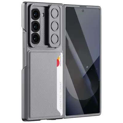 coque film za Samsung Galaxy Z Fold 6 Imetnik kartice + kaljeno steklo na prostem, Siva