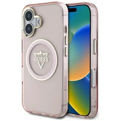 OVITEK GUESS ZA IPHONE 16 TPU MAGNETNI Z LOGOTIPOM KOVINSKA GORA ZA MAGSAFE