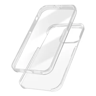 306° ovitek za iPhone 15 Pro Max trda zadnja in mehka sprednja stran, Prozorno