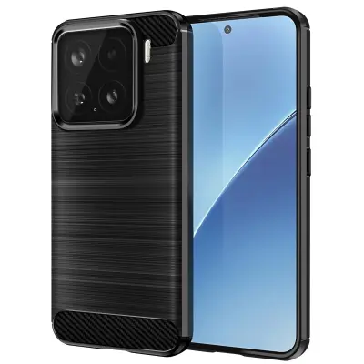 Karbonsko ohišje za Xiaomi 15 Silikon Brushed Carbon Design, Črna