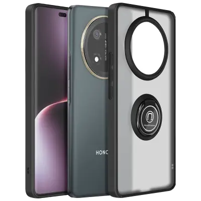 Ohišje za Honor Magic 7 Lite s kovinskim obročem za video podporo, Črna