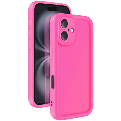 Ohišje za iPhone 16 Silikon Mehak dotik Dvignjene meje, Fuksija