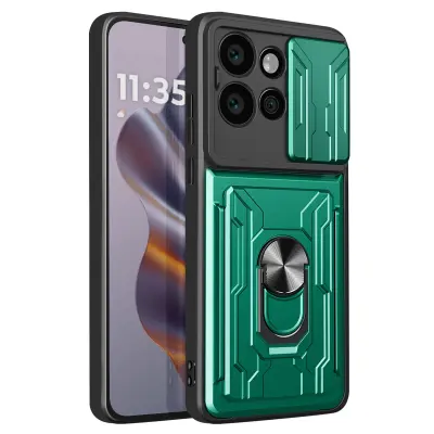 Ovitek za Motorola Edge 50 Neo z zaščito kamere / stojalom / držalom za kartice, Zelena