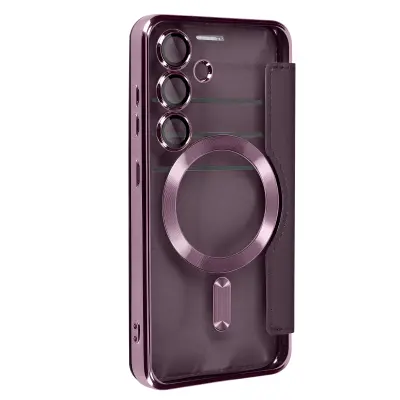 Torbica za Samsung Galaxy S24 Denarnica Anti RFID Zaščita kamere, Temno vijolična