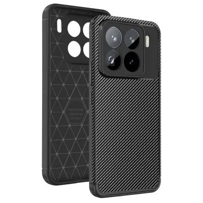 Karbonski ovitek za Xiaomi 15 Pro Silikon proti udarcem in zdrsu, Črna