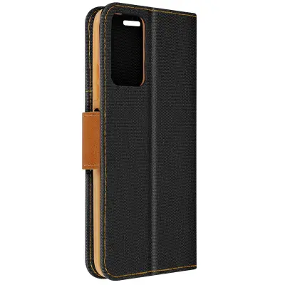 Ovitek za Xiaomi Redmi Note 12S Fabric Wallet Support Video, Črna