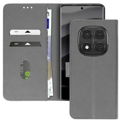 Ohišje za Redmi Note 14 Pro in 14 Pro Plus z denarnico in stojalom, Siva