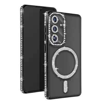 Diamantno ohišje za Samsung Galaxy S24 Plus MagSafe Contour Strass, Črna