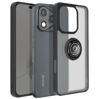 Ovitek za Honor 400 Lite Magnetni obroč Prozoren hrbet, Črna