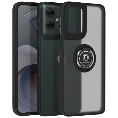Ohišje za Motorolo Moto G55 Metal Ring Video Support, Črna