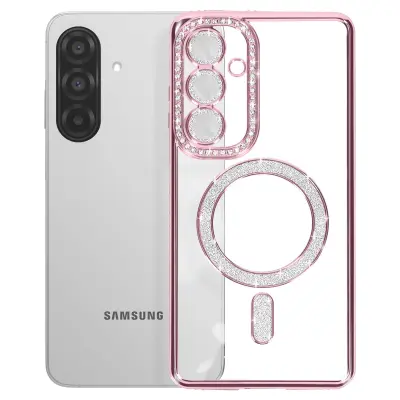 Diamantno ohišje za Samsung Galaxy A26 MagSafe Obris Strass, Roza