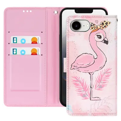 Ohišje za iPhone 16e Pink Flamingo s trakom za roko in držalom za kartice, Rose clair