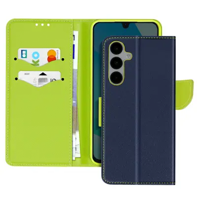 Ohišje za Samsung Galaxy A16 Wallet Leather Saffiano Fancy, Modra noč