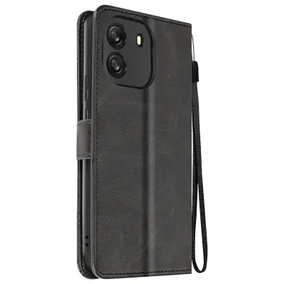 Torbica s preklopom za Blackview Wave 6C Denarnica s trakom za roko, Črna