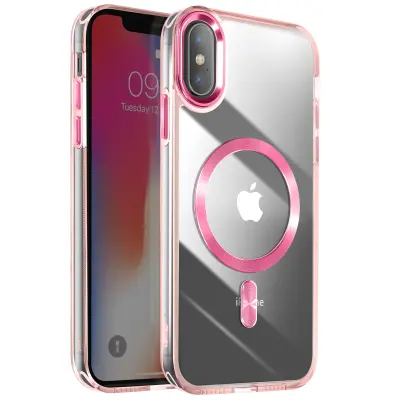 Ohišje MagSafe za iPhone XS in X Nazaj kristalna barva, Šampanjec roza