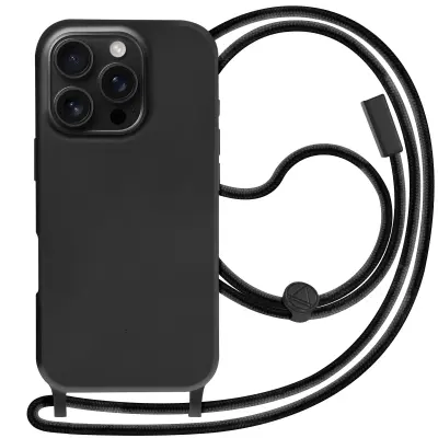 Ohišje Soft touch Silicone Cord Case Black za iPhone 16 Pro, Črna