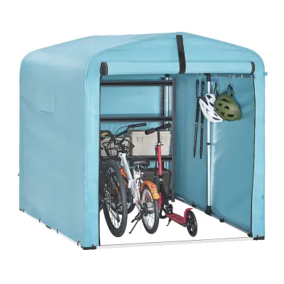 SoBuy vrtna lopa nepremočljiva zunanja garaža za motorna kolesa in orodje svetlo modra 159x219x165 cm
