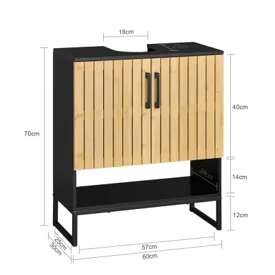 SoBuy kopalniška omarica viseča z ogledalom nastavljive police črna 50x20x45 cm
