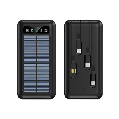 Mira LED večnamenski sončni Powerbank 10000 mAh Hitro polnjenje, Črna