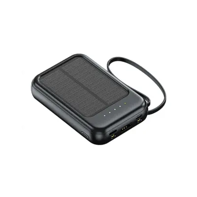PowerBank 5000 mAh z LED indikatorjem / svetilko / kabli Model Sirius, Črna