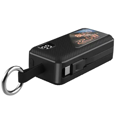 LinQ, 8000 mAh zunanja baterija USB-C in Lightning obesek za ključe, Črna
