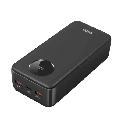 Bwoo, Zunanja baterija 30000mAh z USB-C in LCD zaslonom 2xUSB, Črna