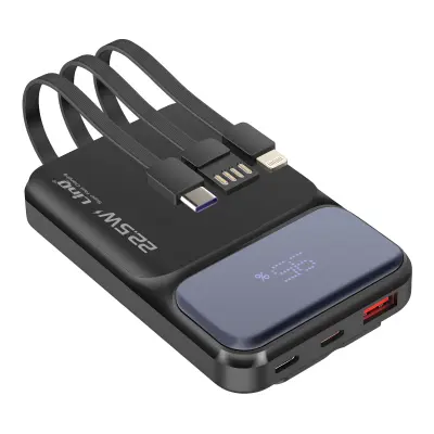 LinQ, Zunanja baterija 10000 mAh + kabli Lightning - USB C in USB, Črna