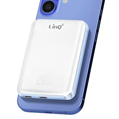 LinQ, MagSafe baterija za nujne primere 5000 mAh 15W Compact, Bela