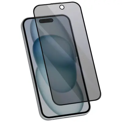 Steklo proti vohunjenju za iPhone 16 Trdota 9H Proti sledenju, Črna