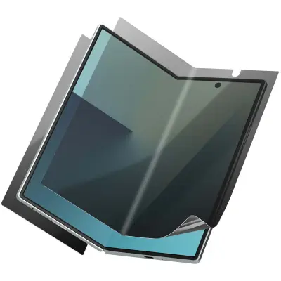 Mehka folija za zaslon Galaxy Z Fold 7 spredaj in zadaj za zasebnost, Prozorno črna
