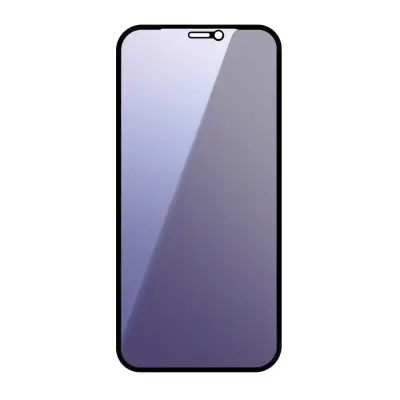 Zaščitno steklo za iPhone 12 Mini Proti svetlobi in poševno, Črna