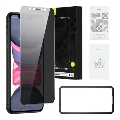 BASEUS KALJENO STEKLO S PRIVATIZIRNIM FILTROM 0,3MM ZA IPHONE 11 XR
