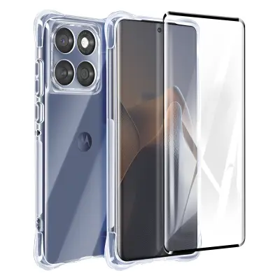Ohišje za Motorola Edge 60 Fusion in 60 ter kaljeno steklo 9H, Prozorno