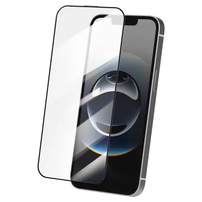 Kaljeno steklo za iPhone 16e trdota 9H proti praskam poševno, Črna