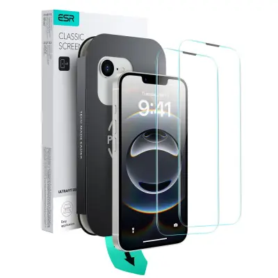 ESR ULTRAFIT KALJENO STEKLO 2-PAKET IPHONE 13 / 13 PRO / 14 / 16E CLEAR