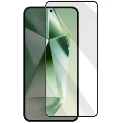 Kaljeno steklo za Samsung Galaxy S24 FE proti praskam 9H Lepilni rob, Črna