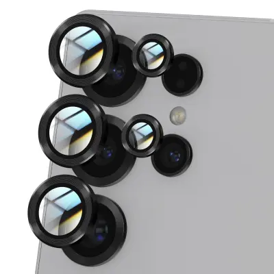 Kaljeno steklo za fotoaparat za Samsung Galaxy S25 Ultra proti praskam, Črna