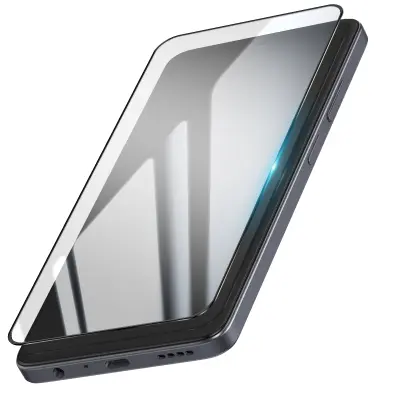Kaljeno steklo za Realme 14x in C75 trdota 9H proti praskam, Črna