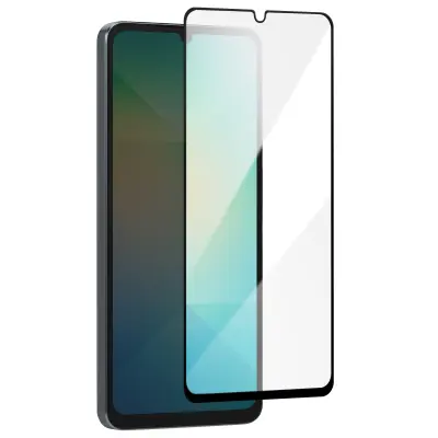 Samsung A06 Zaščita zaslona 5D kaljeno steklo - popolna oprijemljivost, črni obris, Prozorno