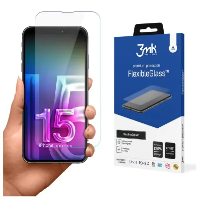 3MK FLEXIBLEGLASS ZA APPLE IPHONE 15 PLUS ZAŠČITA ZA EKRAN KALJENO STEKLO