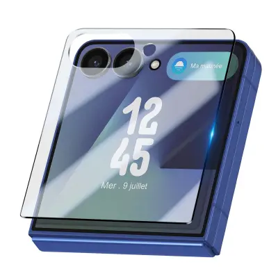 Kaljeno steklo za zunanji zaslon Galaxy Z Flip 7 5G, ultra odporno, Prozorno črna
