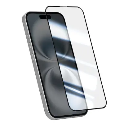 Kaljeno steklo za iPhone 16, proti praskam, 3D ukrivljen rob, ultra odporno, Prozorno