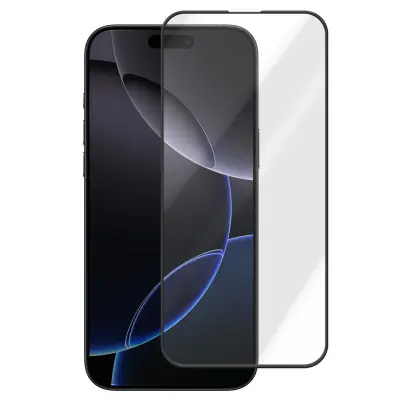 Trdo steklo za iPhone 16 Pro proti praskam 9H lepilni rob, Črna