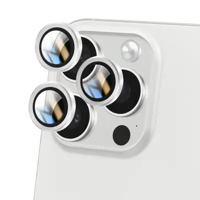 Kamera iz kaljenega stekla za iPhone 16 Pro Trdota 9H proti praskam, Srebrna