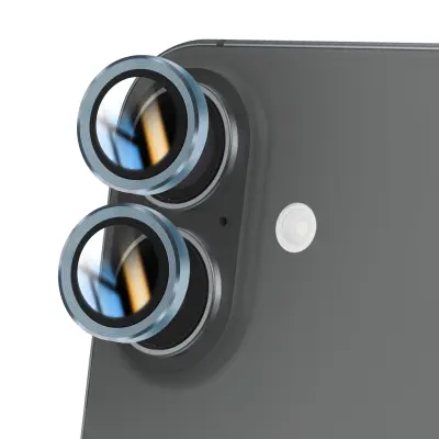 Kamera iz kaljenega stekla za iPhone 16 Plus Trdota 9H Proti praskam, Modra