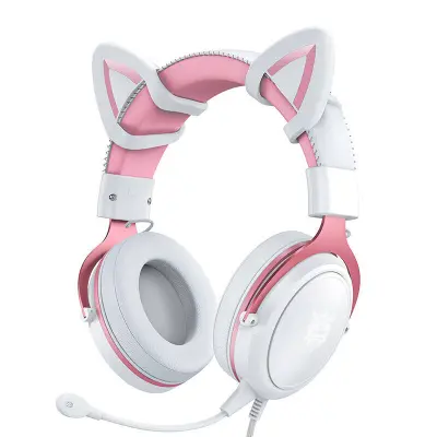 ONIKUMA X10 GAMING SLUŠALKE BELE/ROZA/MAČJA UŠESA